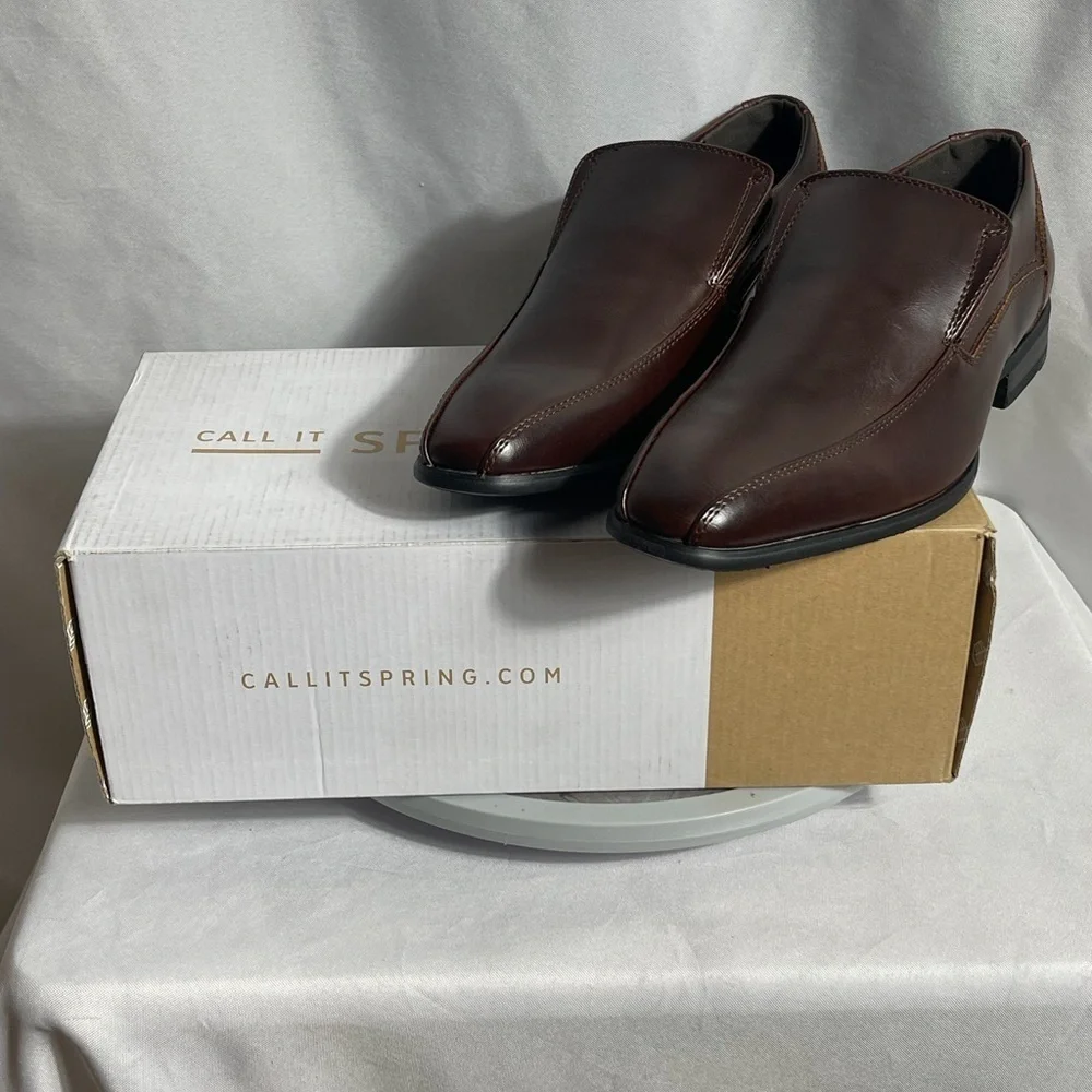 Call It Spring Liraviel Brown Slip-On Dress Shoes Men’s Size 8 Leather Look